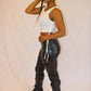 Bodied that leather waist pants (Black & Silver)